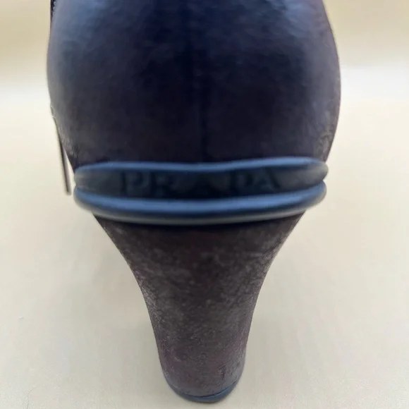 Prada Brown Leather Ankle Boots. Size 38 US 8 - Picture 2 of 12